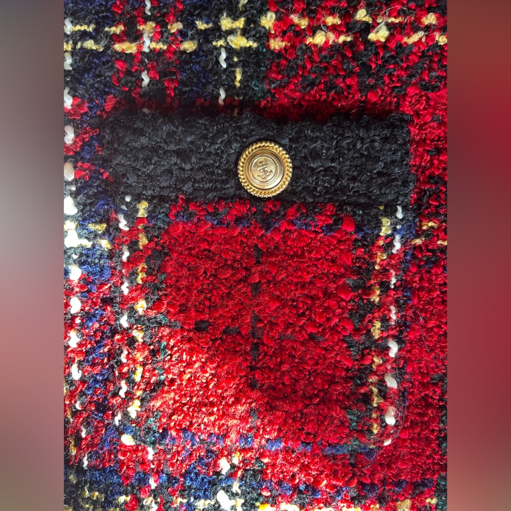 Red Zara Skirt mini tweed plaid - Picture 5 of 10